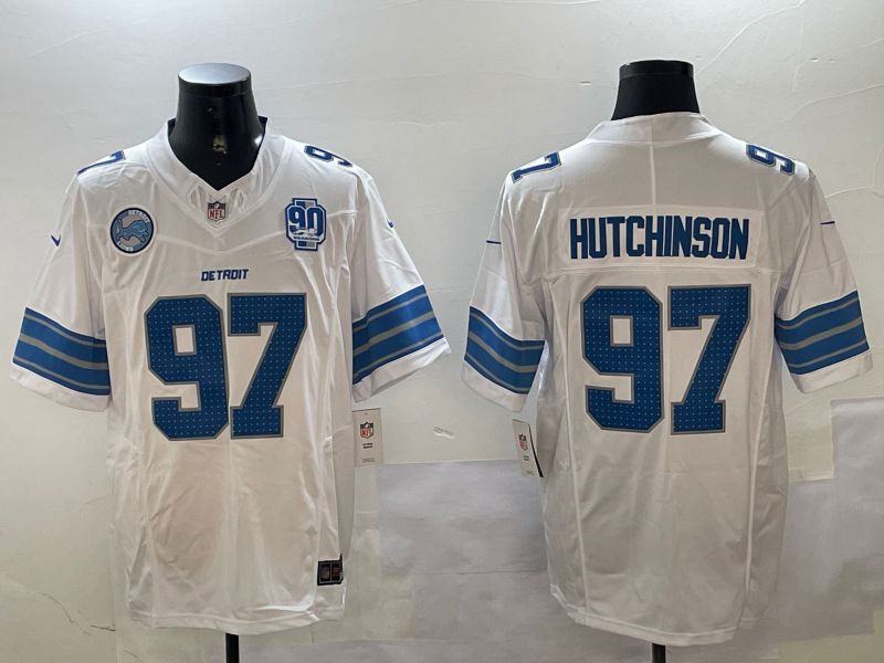 Men Detroit Lions #97 Hutchinson White three generations 2024 Nike Limited NFL Jersey style 4